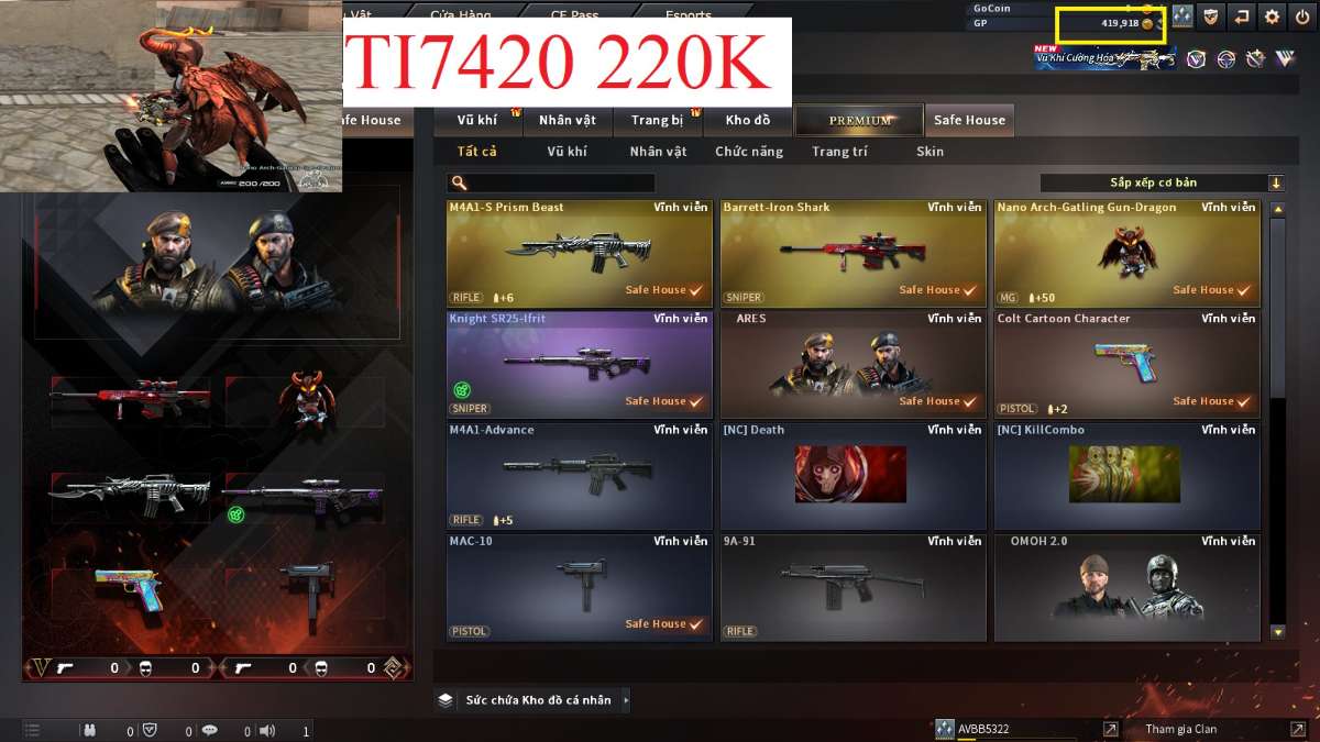 shop acc cf uy tin gia re