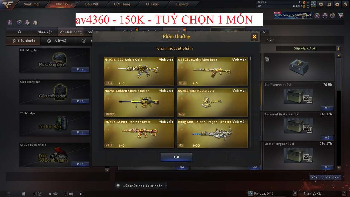 shop acc cf uy tin gia re