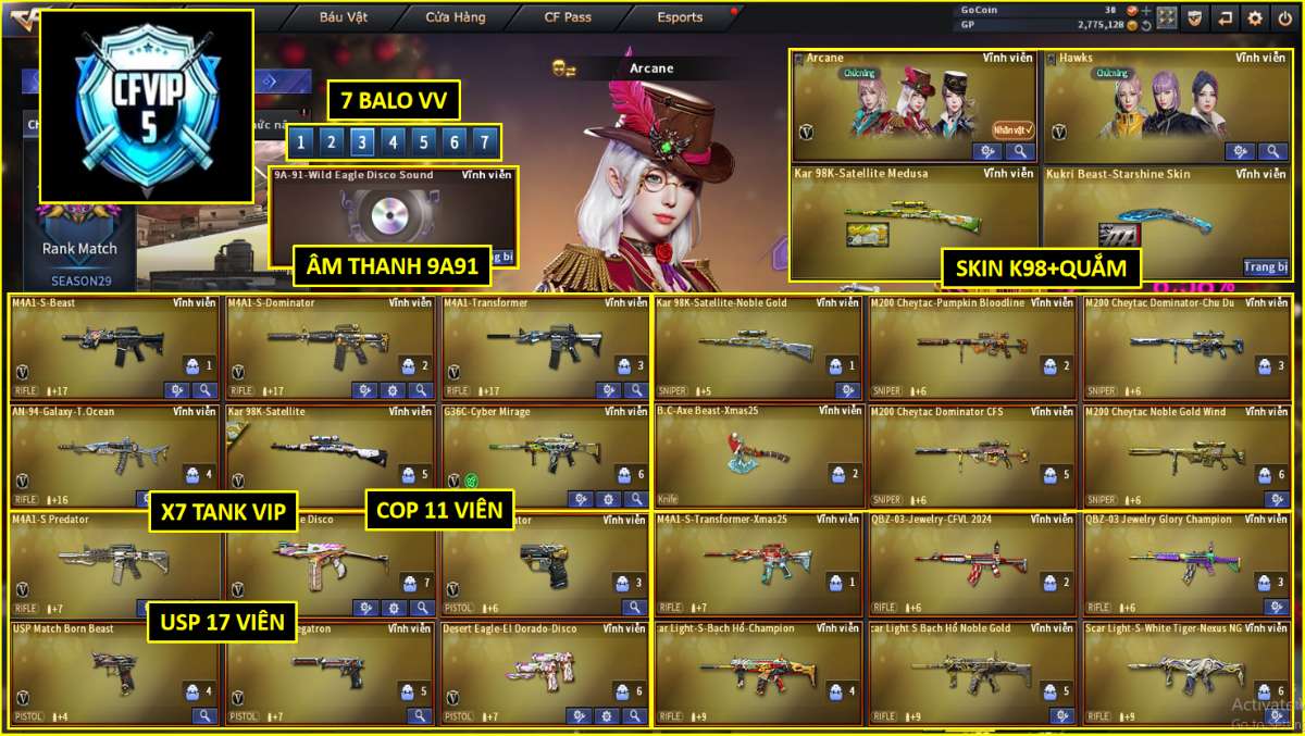 shop acc cf uy tin gia re